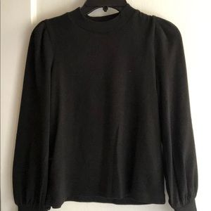 Puff-sleeve mock neck top